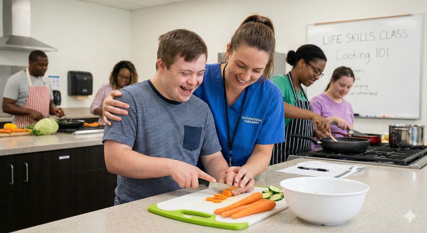 NDIS support worker providing person-centered care